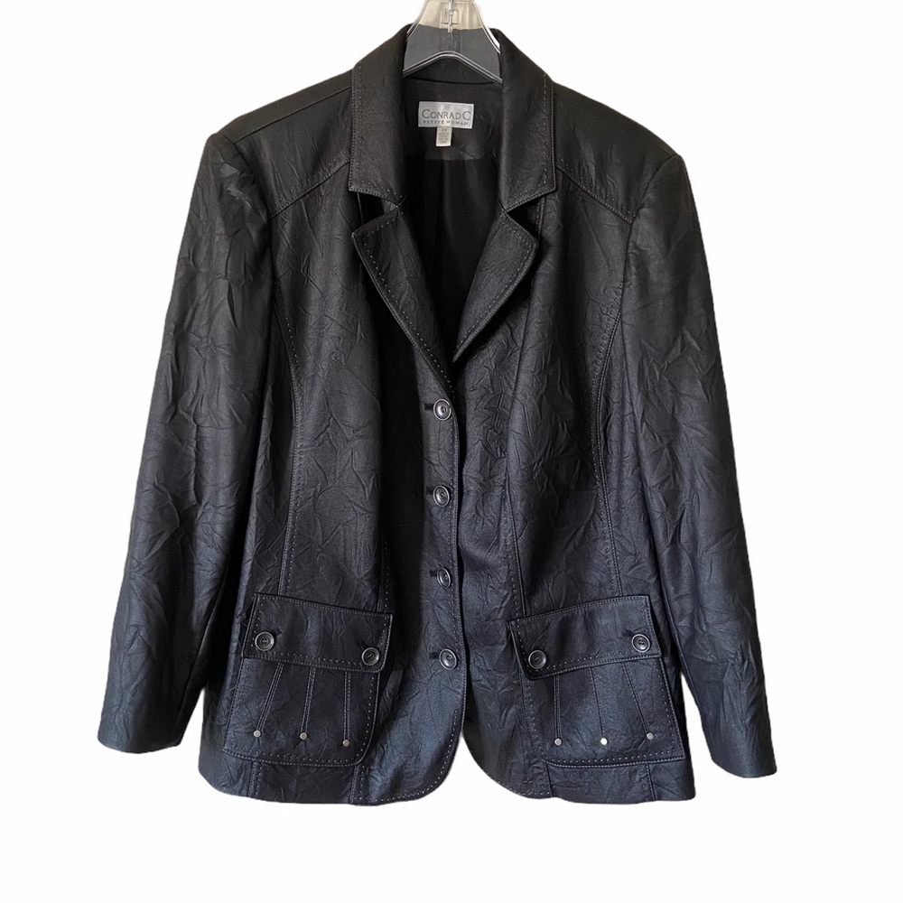 Womans Faux Leather Lined Black Jacket Size 20 Petite